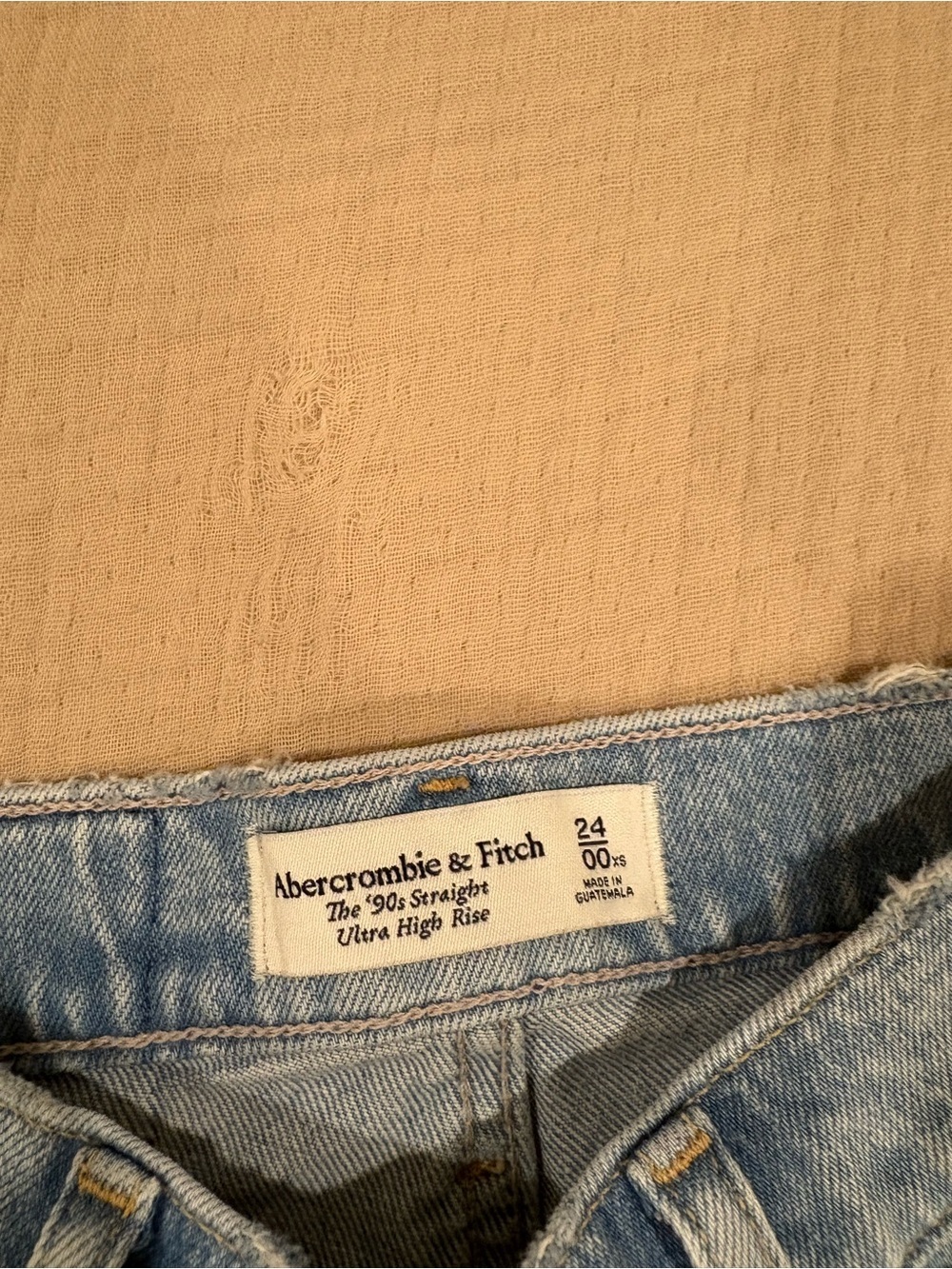 Abercrombie Fitch 90s Straight Ultra High Rise Crossover Waist sz 24/0 Xs Denim - Picture 5 of 7